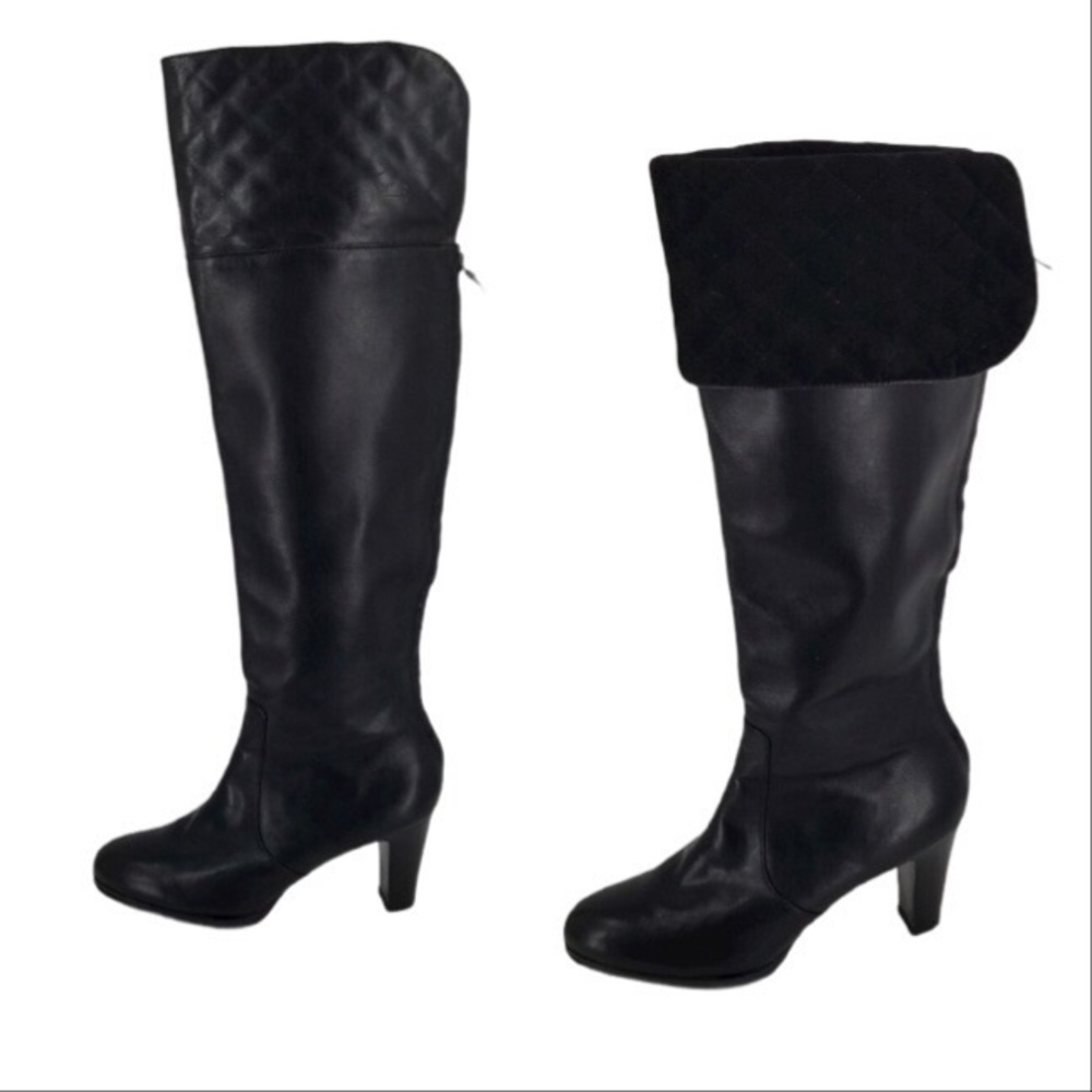 Ralph Lauren Knee High Leather Heeled Boots Sz 8M